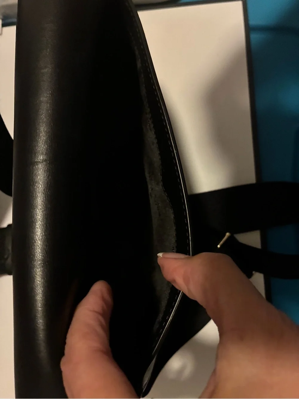 kate spade Black Leather Clutch with Gold Logo
